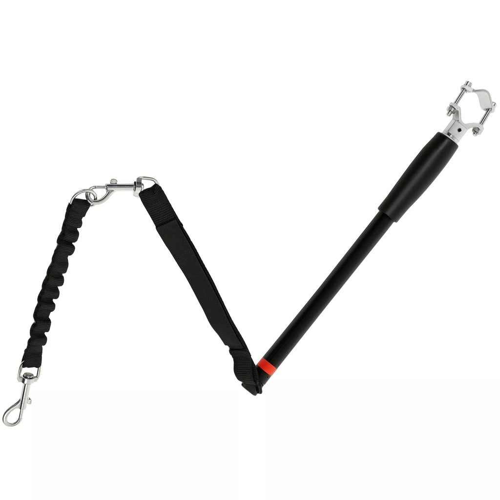 Šunų pavadėlis dviračiui, elastingas virvė, plieninis vamzdis, 124 cm, juodas
