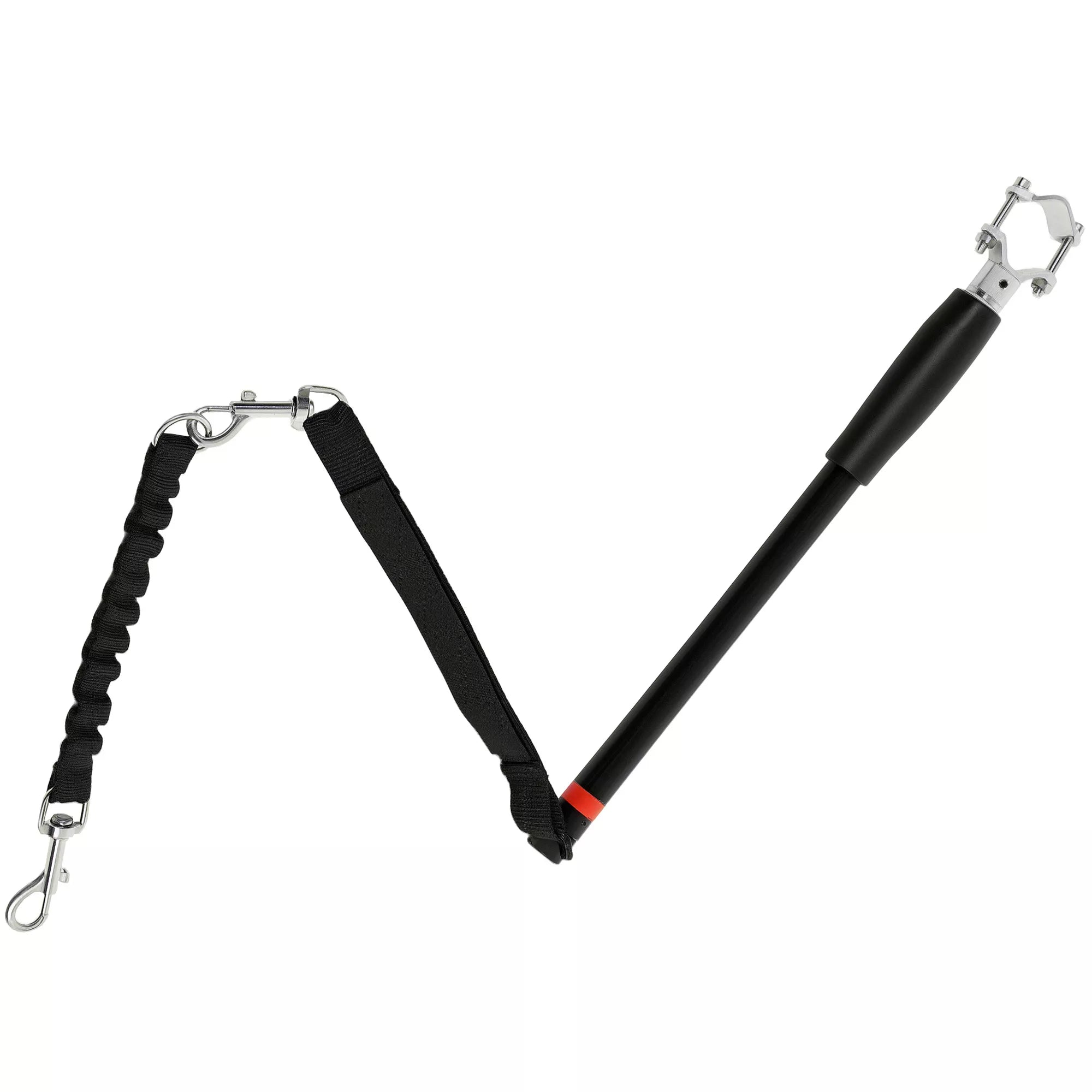 Šunų pavadėlis dviračiui, elastingas virvė, plieninis vamzdis, 124 cm, juodas