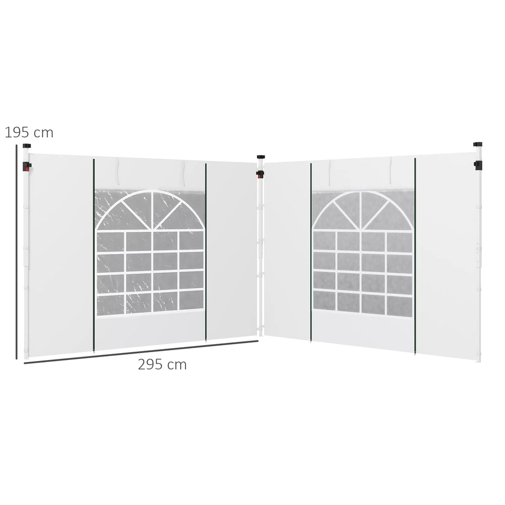 Pavilion užuolaidos, 2 vnt. rinkinys, skirtas 3x6 m arba 3x3 m sodo paviljonams, su langais ir durimis, baltos spalvos