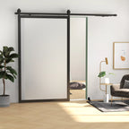 Stumdomų durų komplektas, tylus ir lengvai atidaromas, medinėms ir cementinėms sienoms, 244cm, plienas, juodas