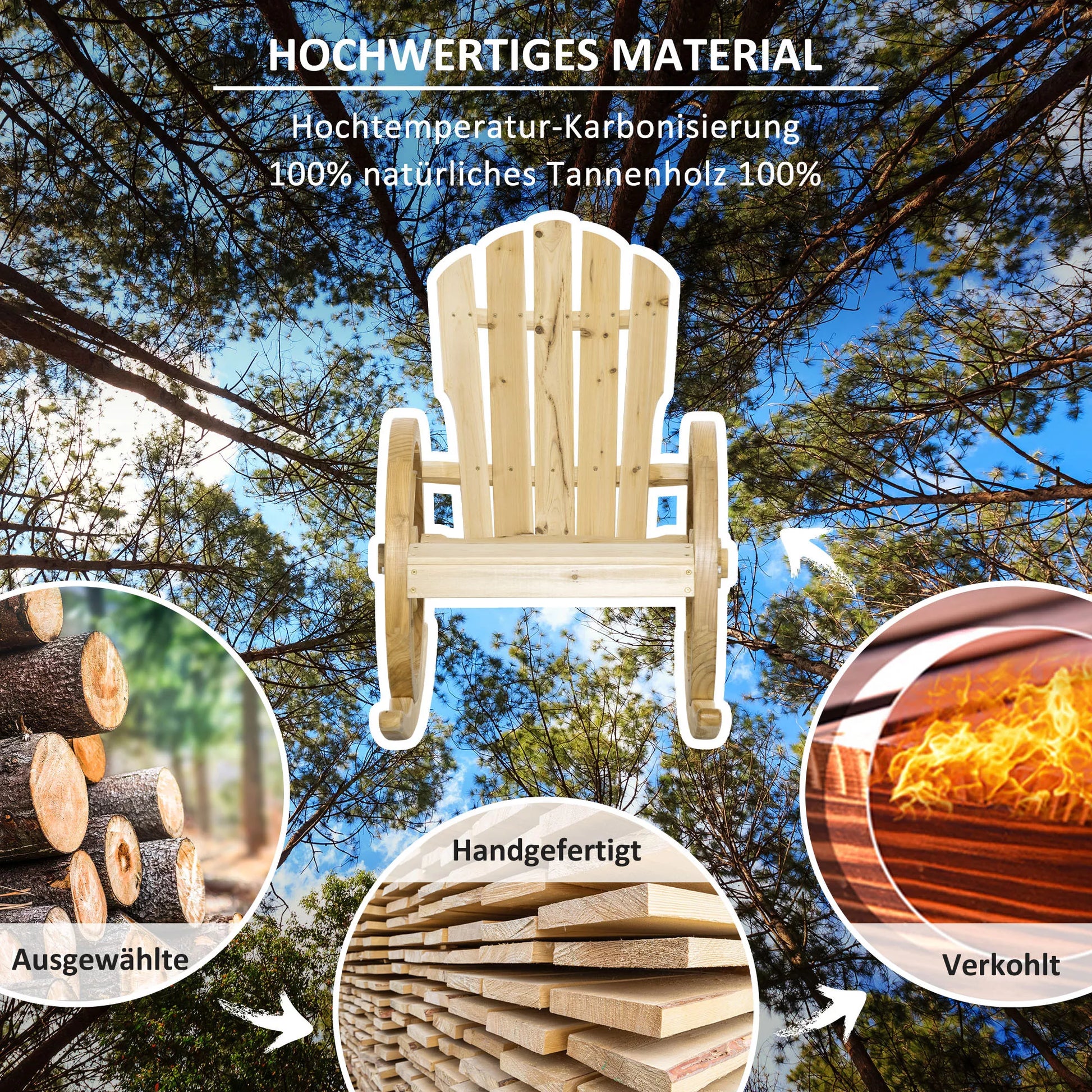 Rustikinis supamasis krėslas, sodo kėdė, vežimo rato dizainas, atsparus atmosferos poveikiui, pušies mediena, 68 x 88 x 92 cm