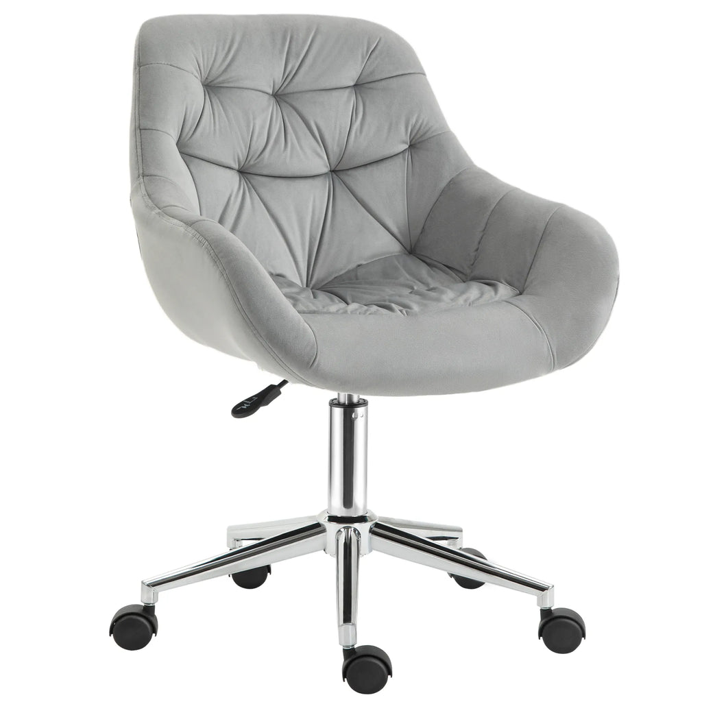 Biuro kėdė, vadovo kėdė, pasukama kėdė, kompiuterio kėdė su reguliuojamu sėdynės aukščiu, skirta jaunesniems naudotojams ir mažiesiems mokytis bei žaisti, poliesteris, putplastis, metalas, nailonas, pilka spalva, 59 x 58 x 80–90 cm