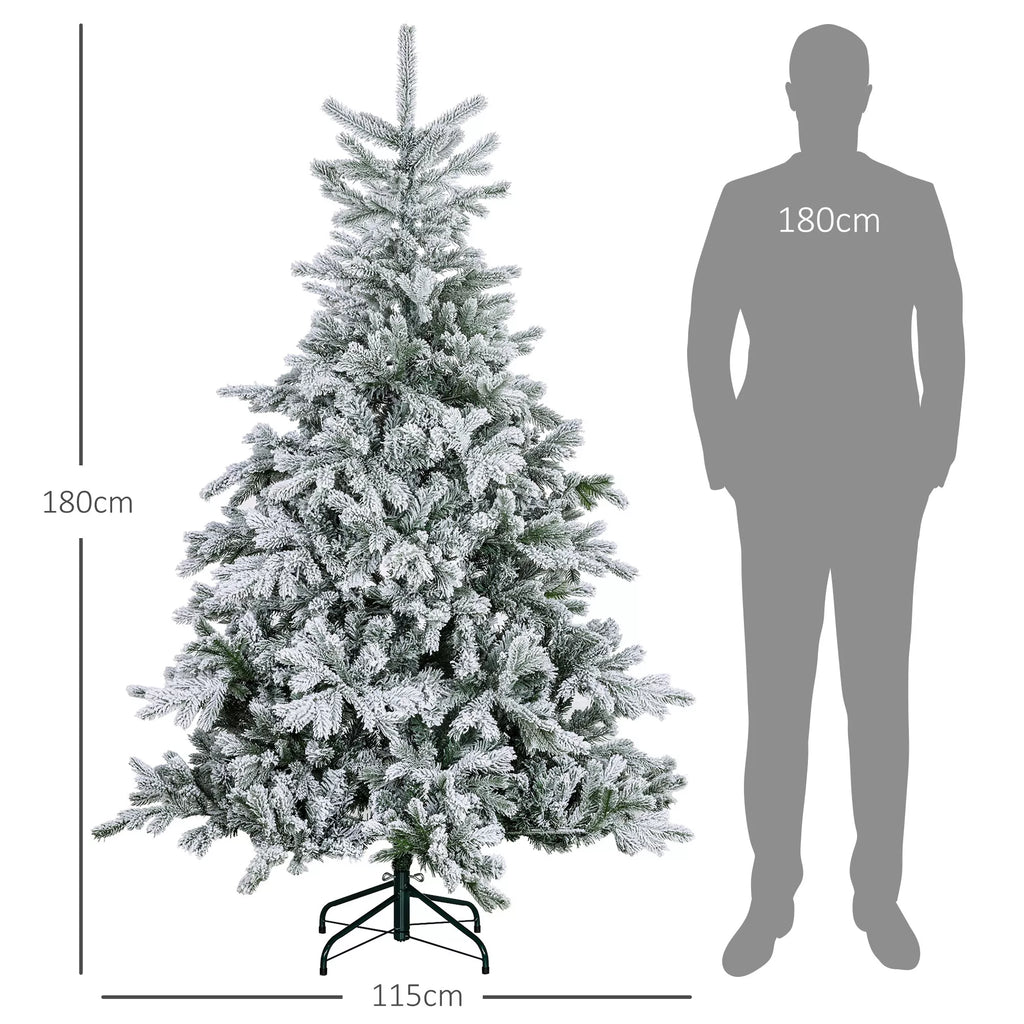 Kalėdų eglutė 180 cm, su dirbtniu sniegu, ugniai atspari, greitas surinkimas ir išmontavimas, metalinis pagrindas