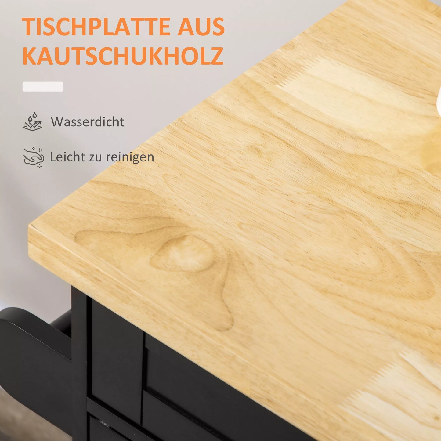 Virtuvės vežimėlis, padavimo vežimėlis, virtuvės sala, 1 prieskonių lentynėlė, 1 rankšluosčių laikiklis, 109 cm x 40 cm x 89 cm, juoda