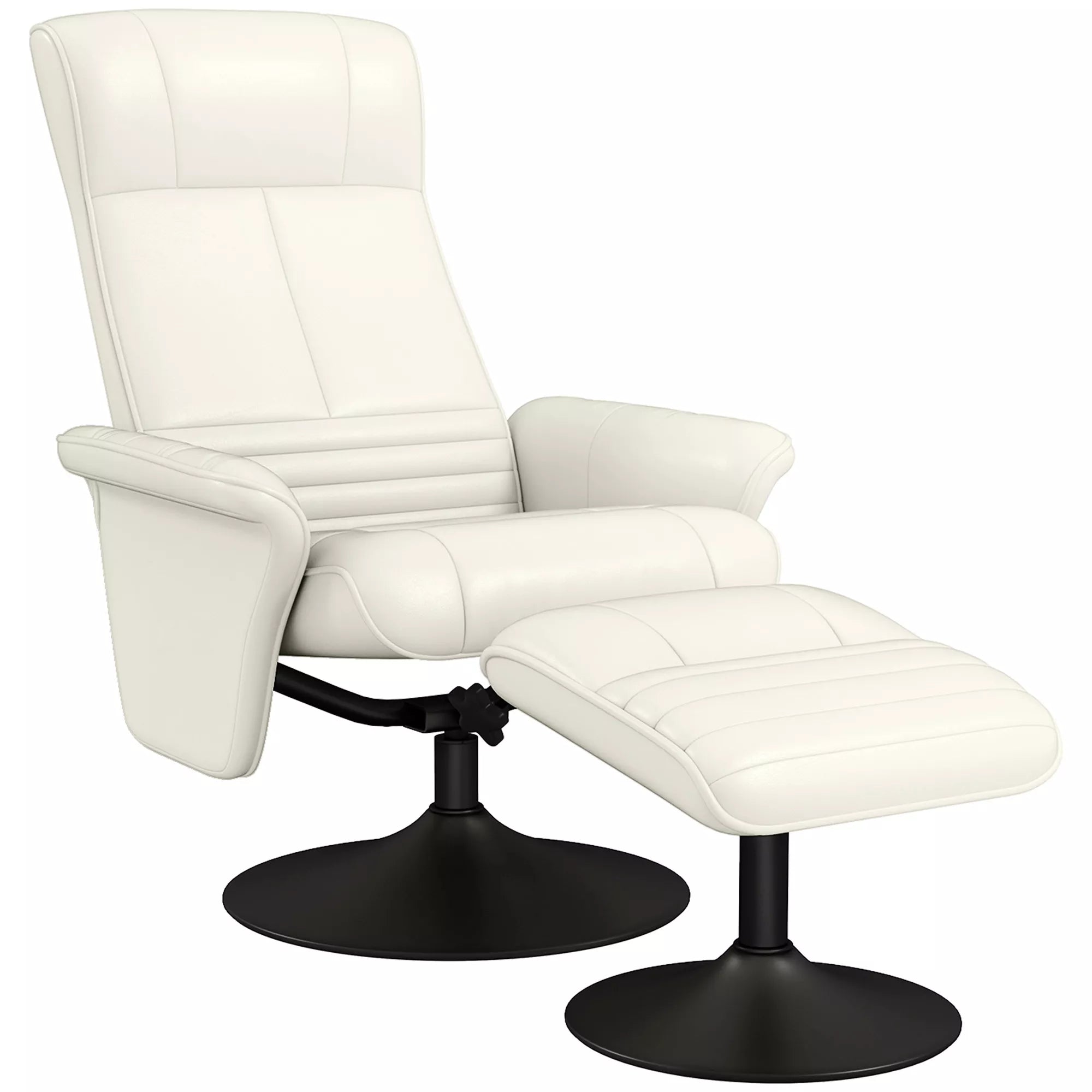 Sofa su atorama, televizijos kėdė su pakoja, besisukanti, ergonomiška, mikropluošto išvaizda, iki 150 kg, kreminės baltos spalvos