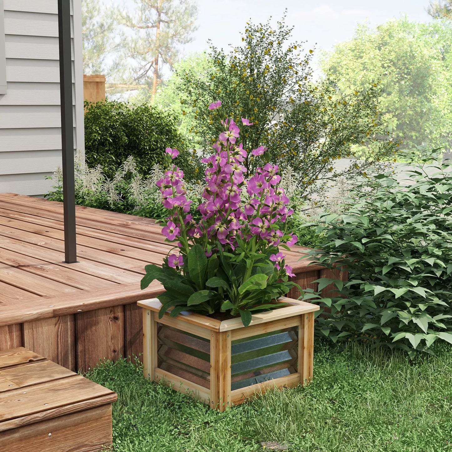 Pakeltos lysvės, savaime nusausinančios, atviras dugnas, Metalas+Medis, 45 x 45 x 30cm