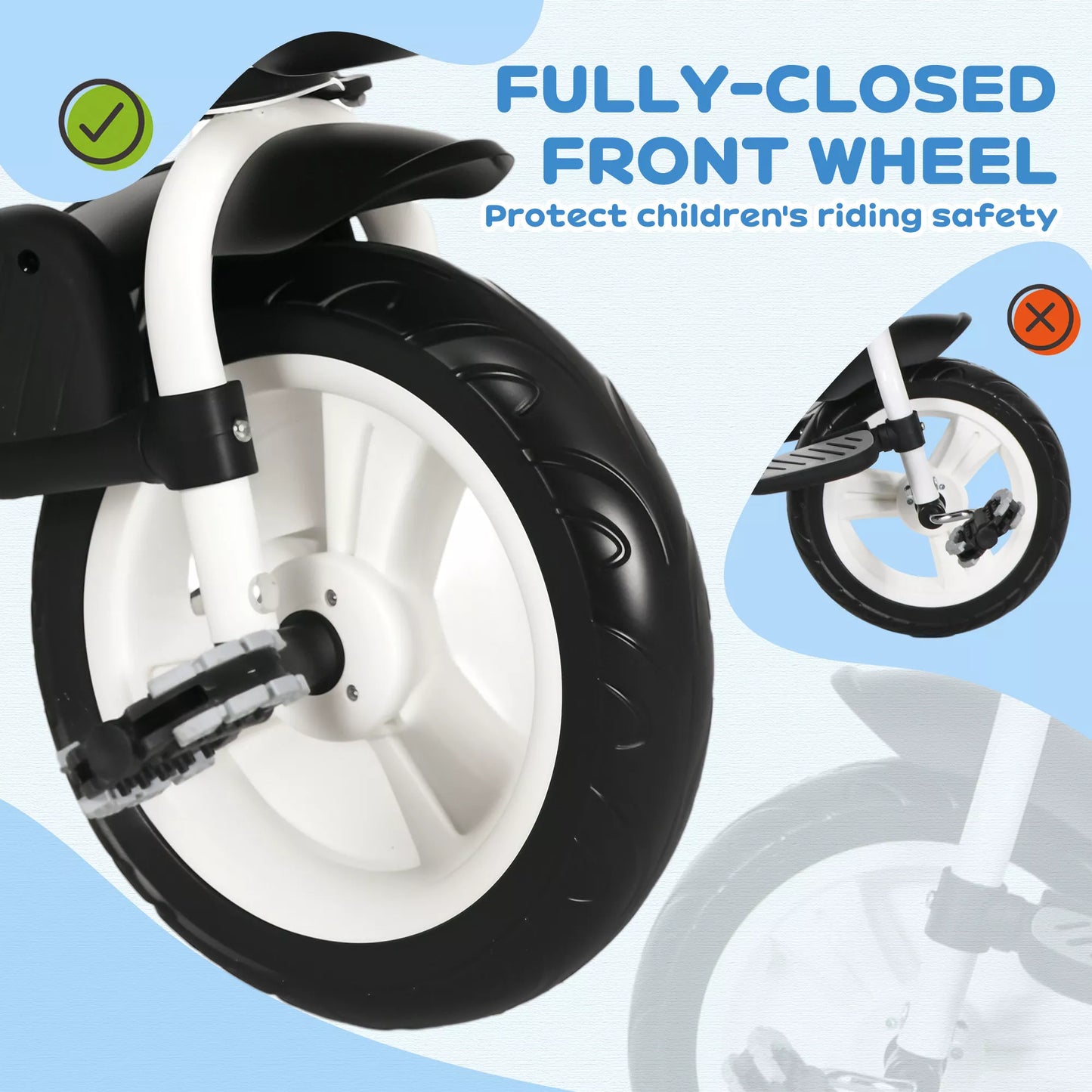 6-in-1 vaikiškas triratukas su stūmimo rankena, stogeliu, saugos diržu, laikymo krepšeliu, nuo 18 mėn., tamsiai mėlynas