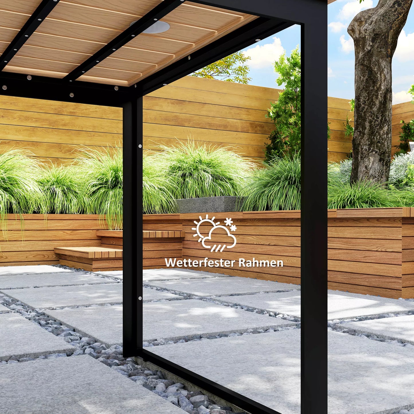 Lauko sodo stalas 6 žmonėms 160x80 cm, atsparus oro sąlygoms, su lameliniu stalviršiu, bufeto stalas, tikmedis