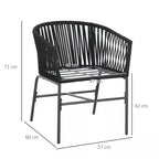 Lauko kėdės matmenų schema: aukštis 71 cm