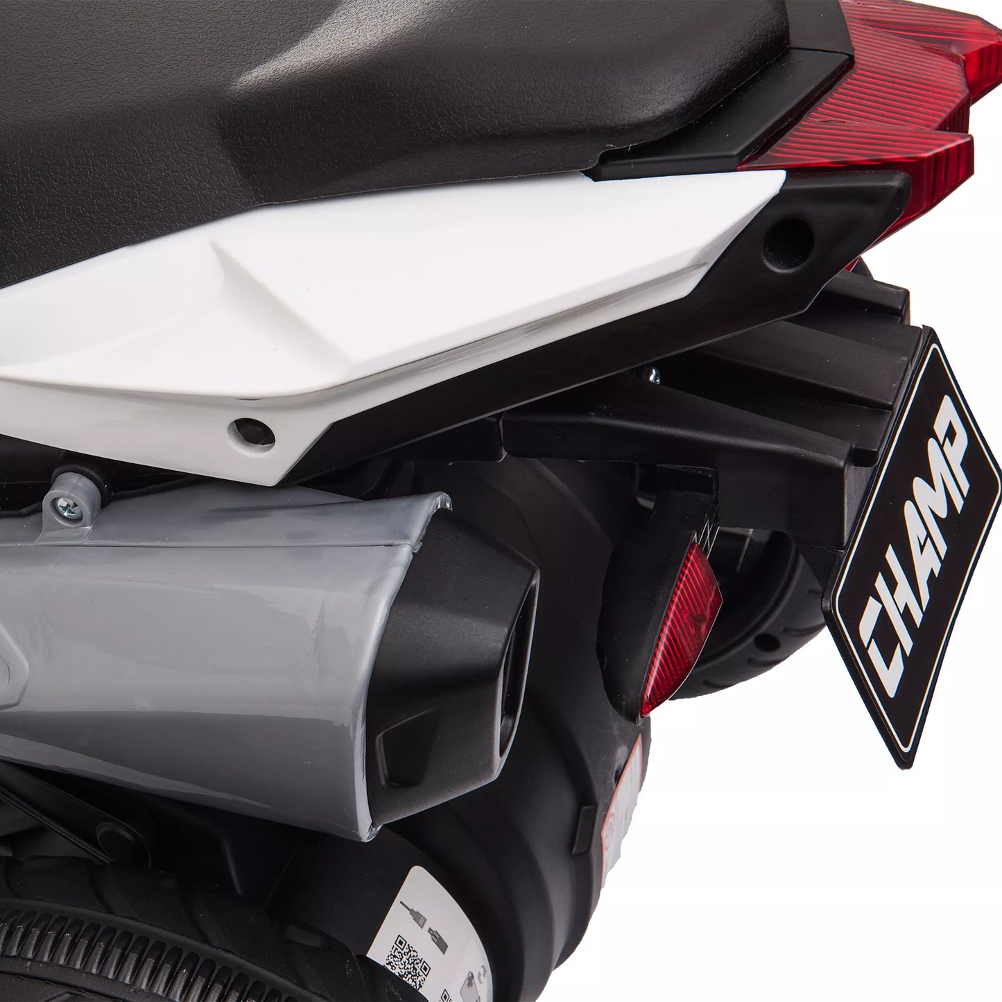 Elektrinis vaikiškas motociklas, šviesos ir garsai, 3 km/h, įkraunamas, plastikas ir metalas, juoda/raudona