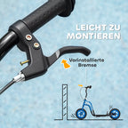 Infografika: mėlyno paspirtuko vairo reguliavimas 80–88 cm su užfiksuojamu mechanizmu