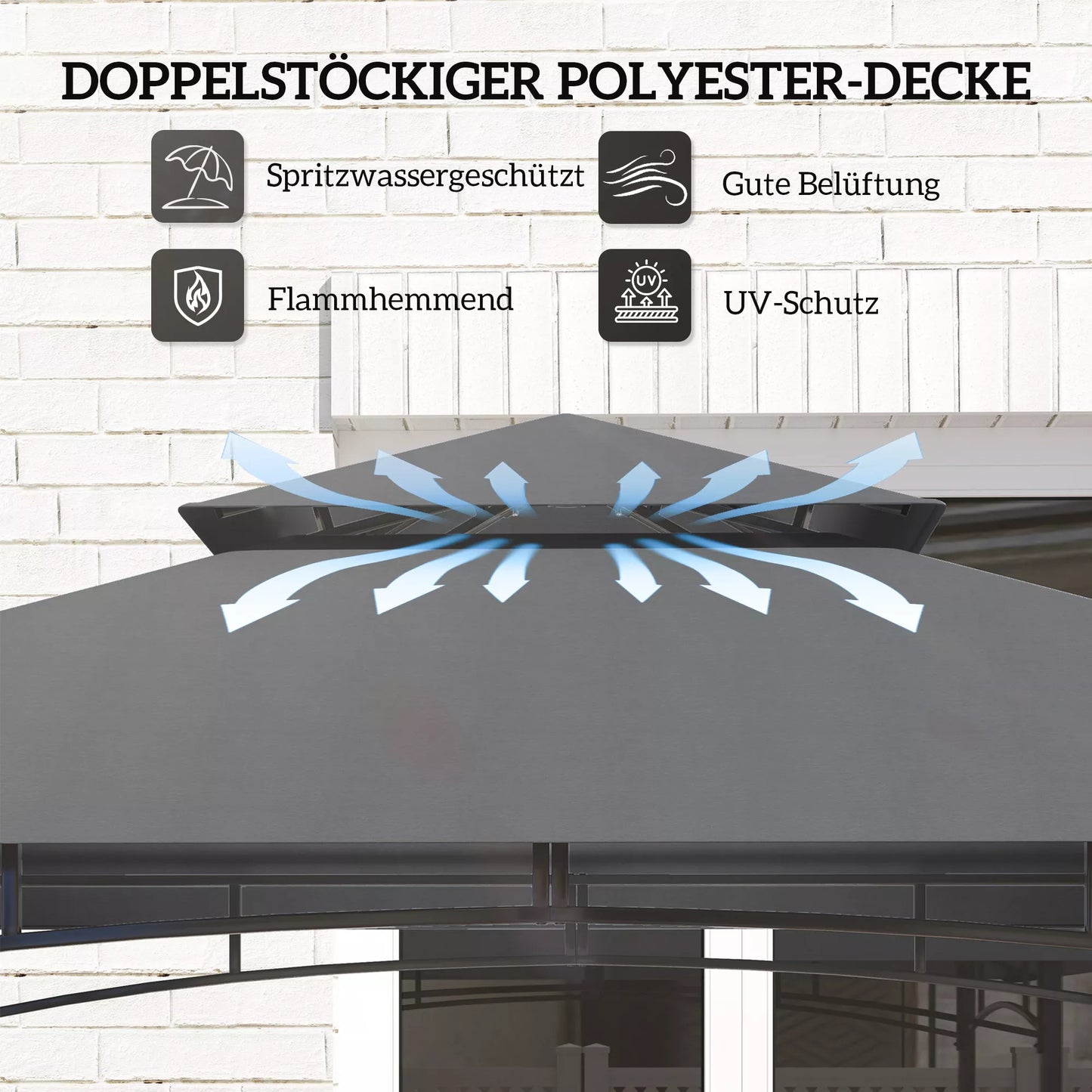 Grill paviljonas, sodo grilio palapinė su prieskonių lentynomis, LED apšvietimas, metalas, plastikas, 243L x 148B x 248H cm, pilkos spalvos