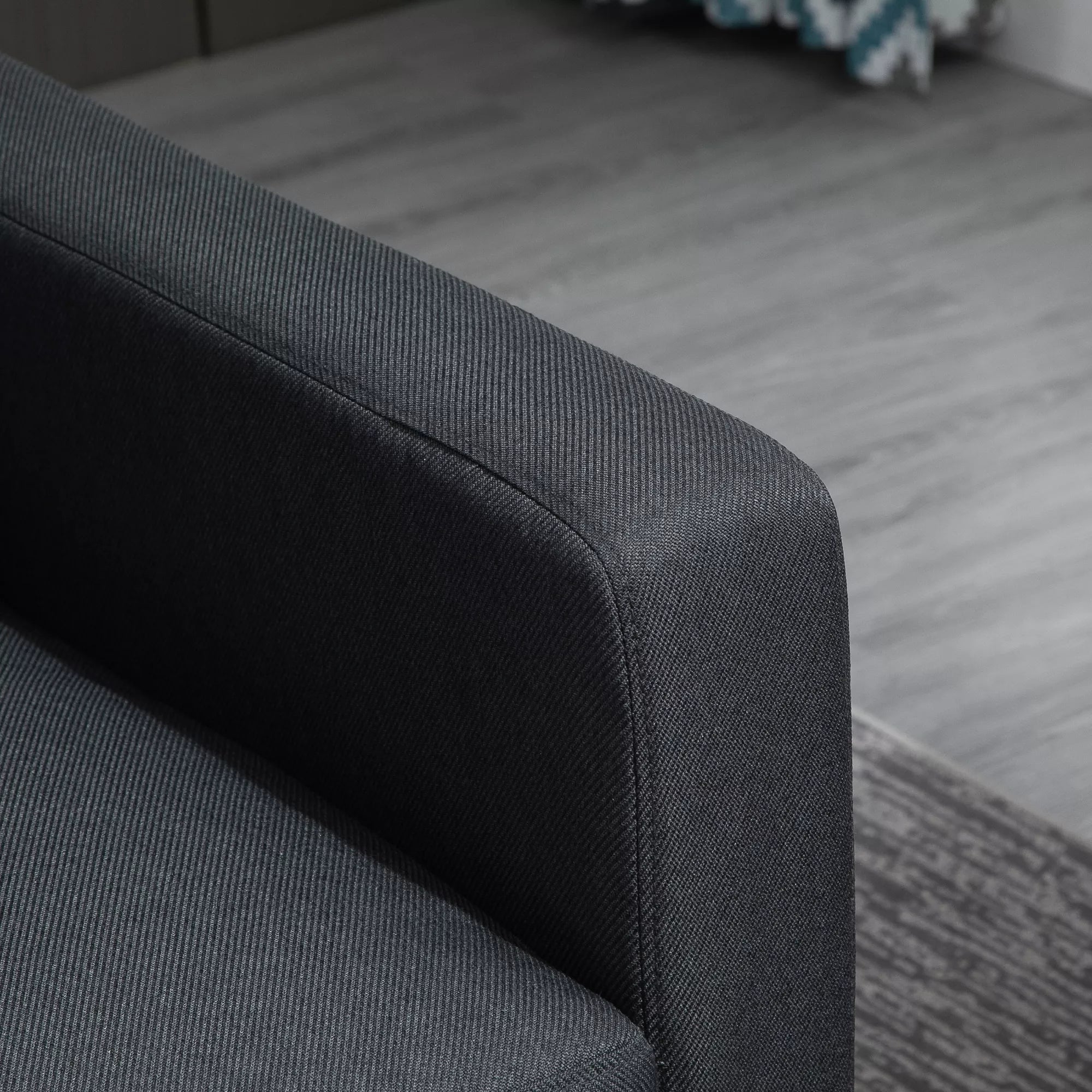 Kampas sekcija, 3 vietų sofa su pagalvėlėmis, kampinė sofa, L formos sofa svetainei, miegamajam 197 x 139 x 91 cm, linas, tamsiai pilka