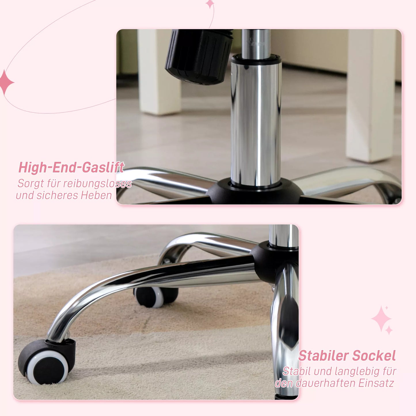 Biuro kėdė, pakreipiamas atlošas, reguliuojamo aukščio, aksominė išvaizda, iki 120 kg, rožinė