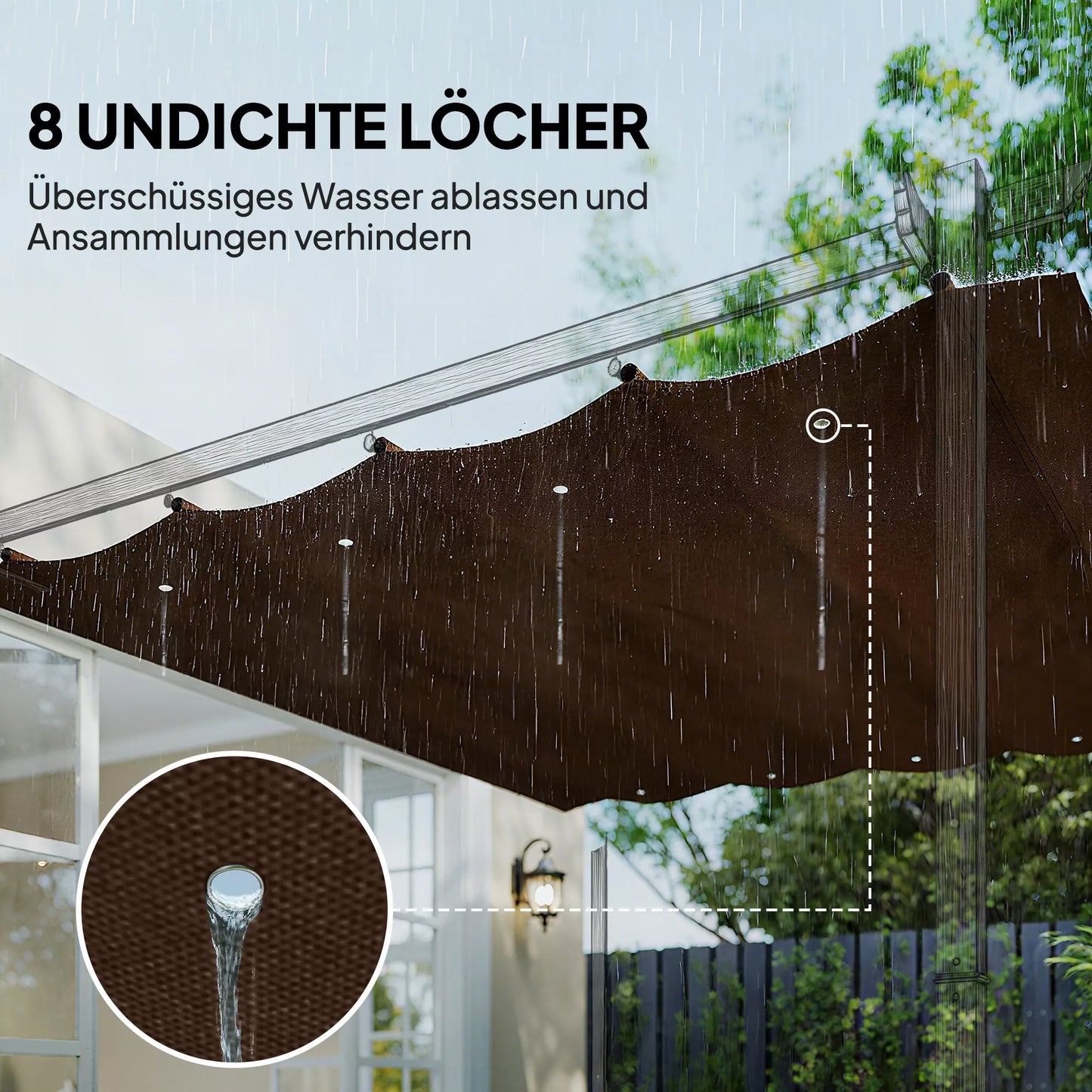 Atsarginis stogas 2,85 x 2 m sodo pavėsinei, ištraukiamas, lengvai montuojamas, poliesteris, kavos spalvos