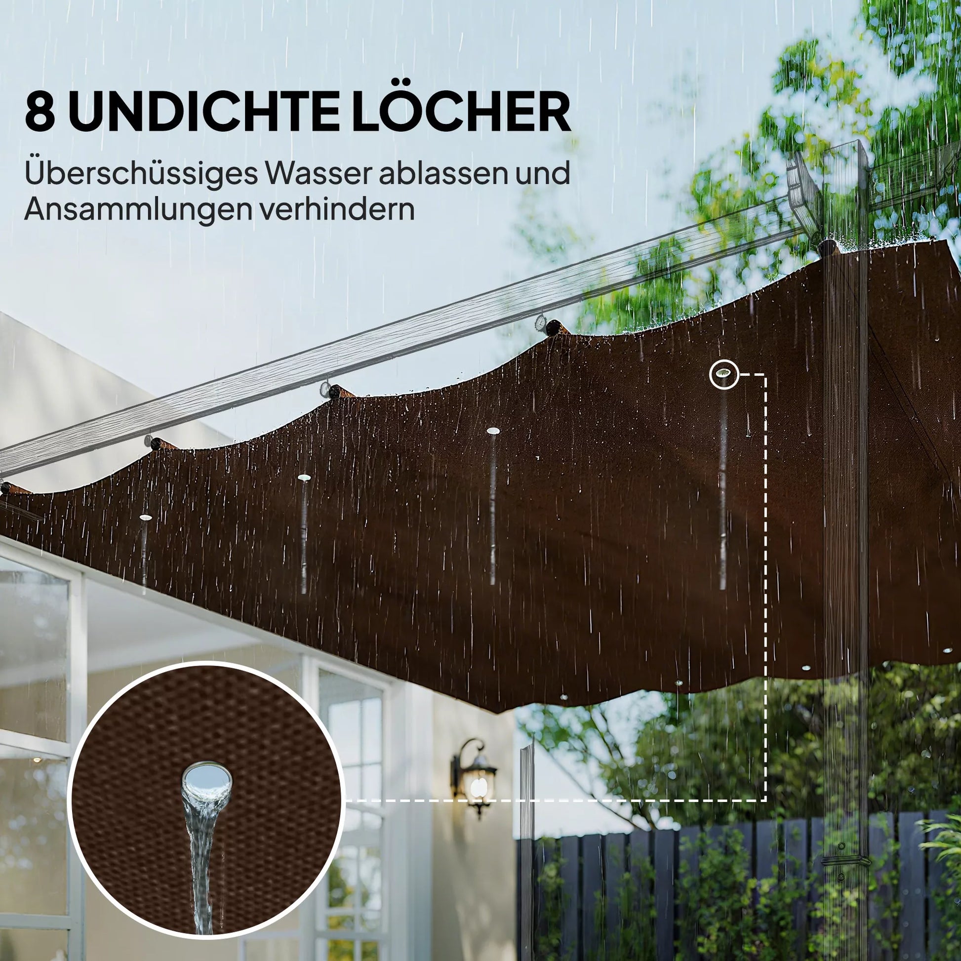 Atsarginis stogas 2,85 x 2 m sodo pavėsinei, ištraukiamas, lengvai montuojamas, poliesteris, kavos spalvos