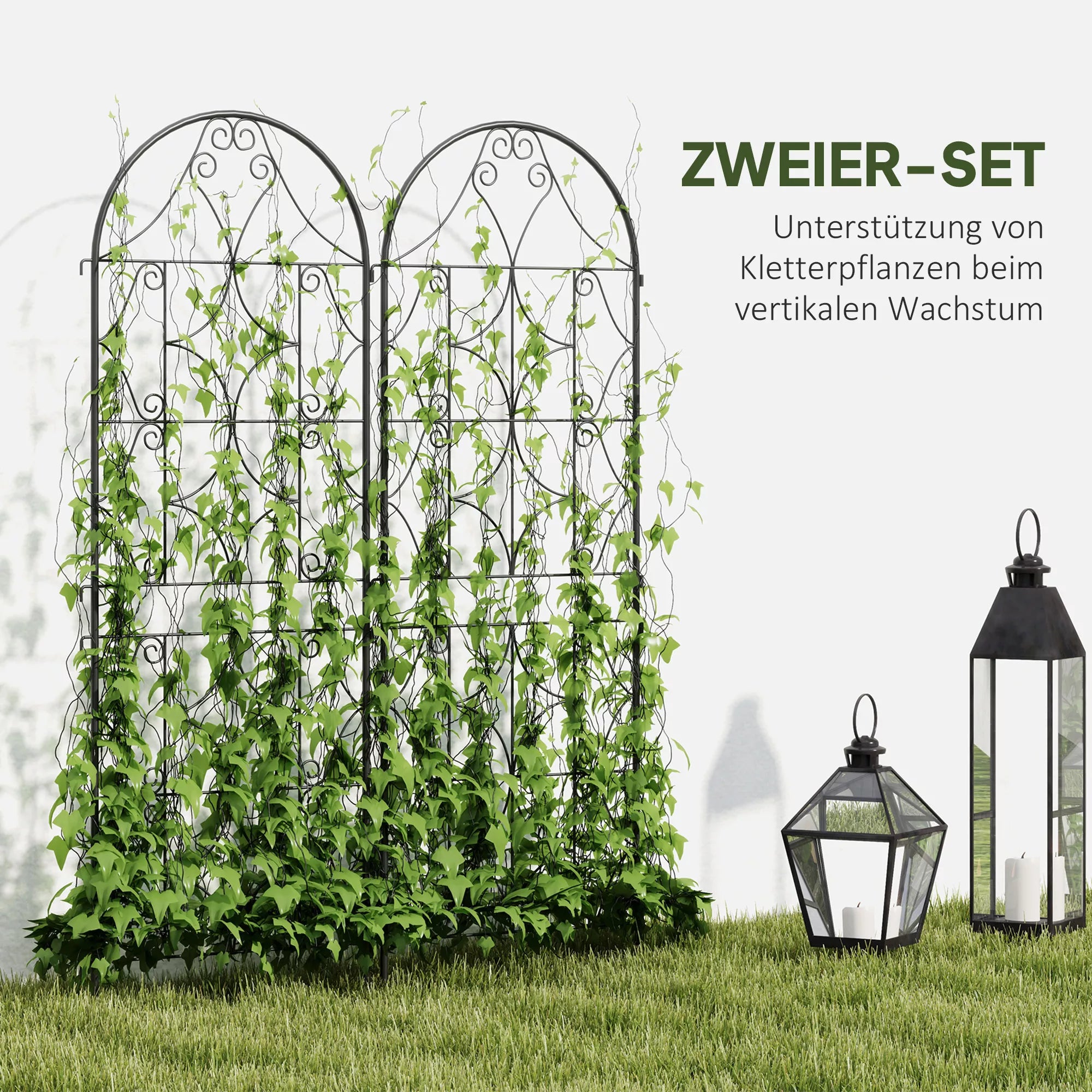 Metalinės grotelės vijokliniams augalams 50x150 cm juodos (2 vnt.)