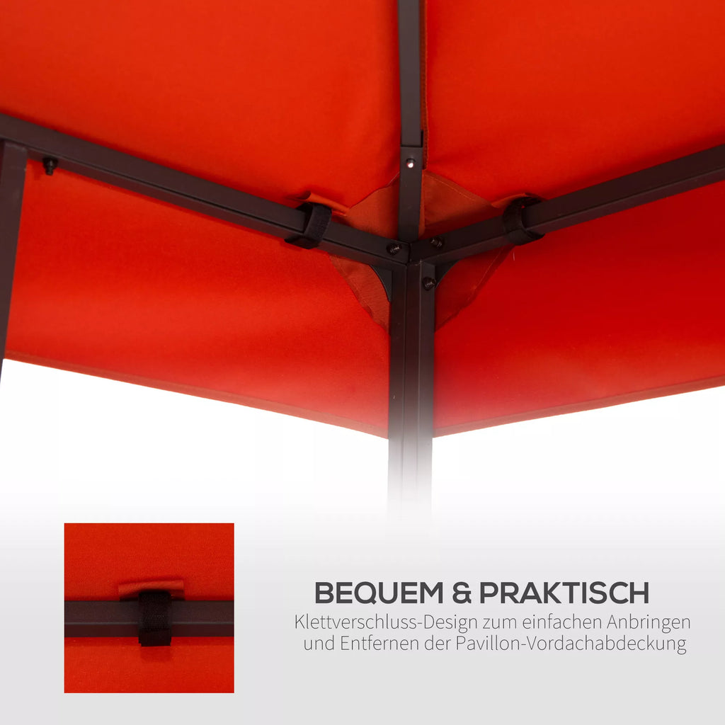 Pavilion 3x3m atsarginis stogas, atsparus vandeniui Paviljono stogas metaliniam paviljonui Paviljono atsarginis stogas Sodo paviljonas Šventinis palapinė Sodo palapinė Poliesteris Rūdžių raudona
