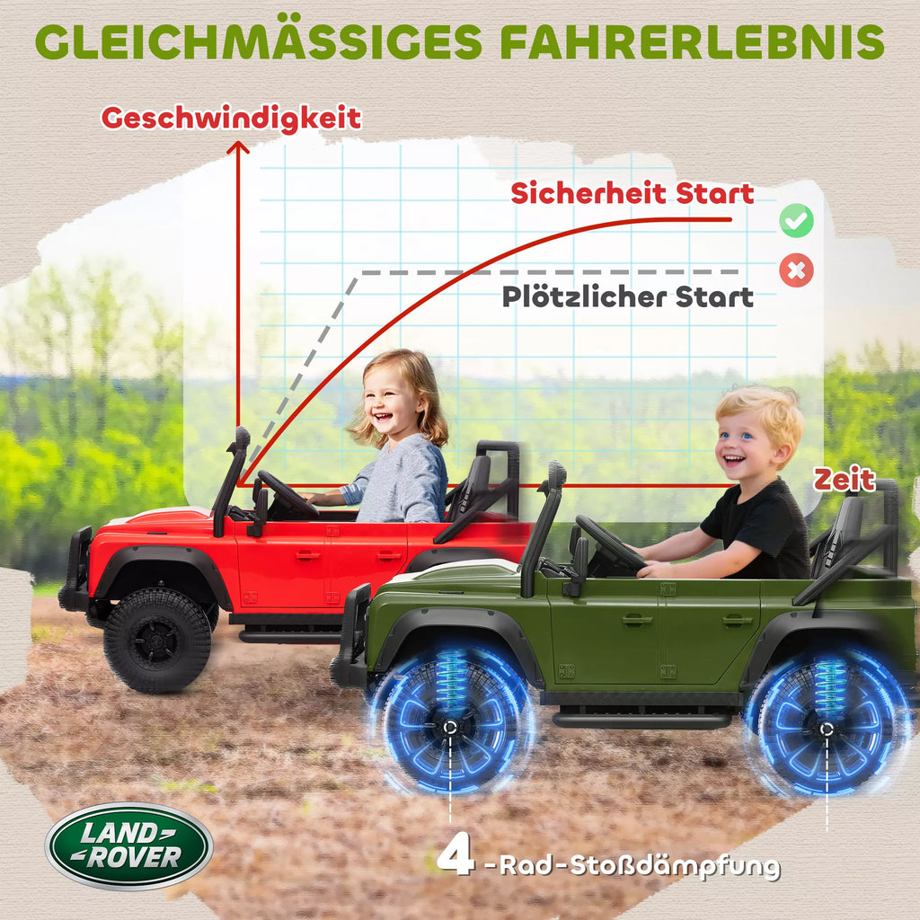 Vaikiškas elektromobilis Land Rover Defender, 37–60 mėn. vaikams, žalias