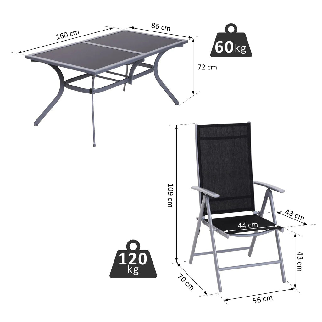 Schema su stalo matmenimis: 160 × 86 cm, aukštis 72 cm