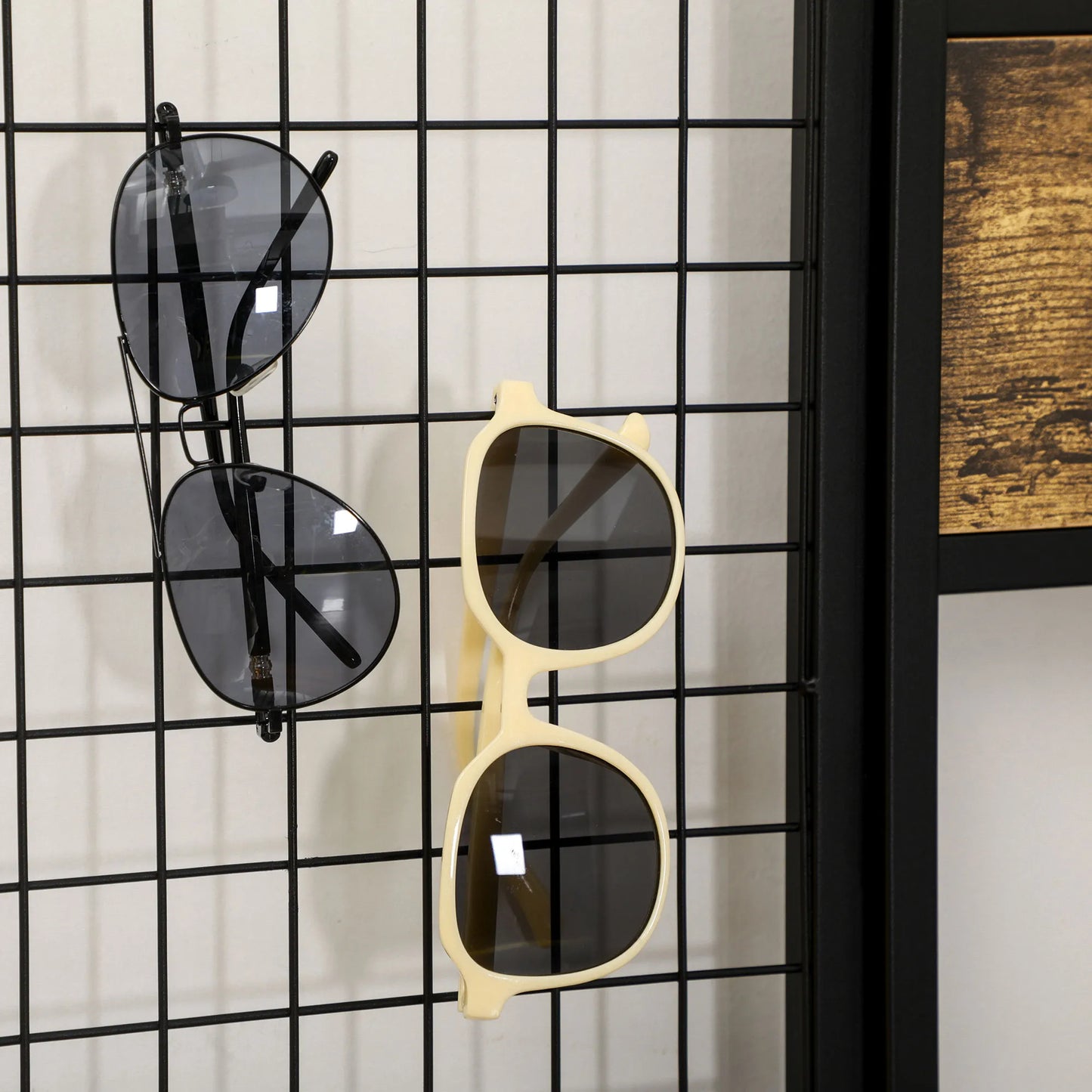 Prieškambario baldų komplektas pramoninio dizaino, 1 užrašų lenta, 1 batų suoliukas, 8 drabužių kabliukai, 1 laikymo maišelis, juoda + ruda