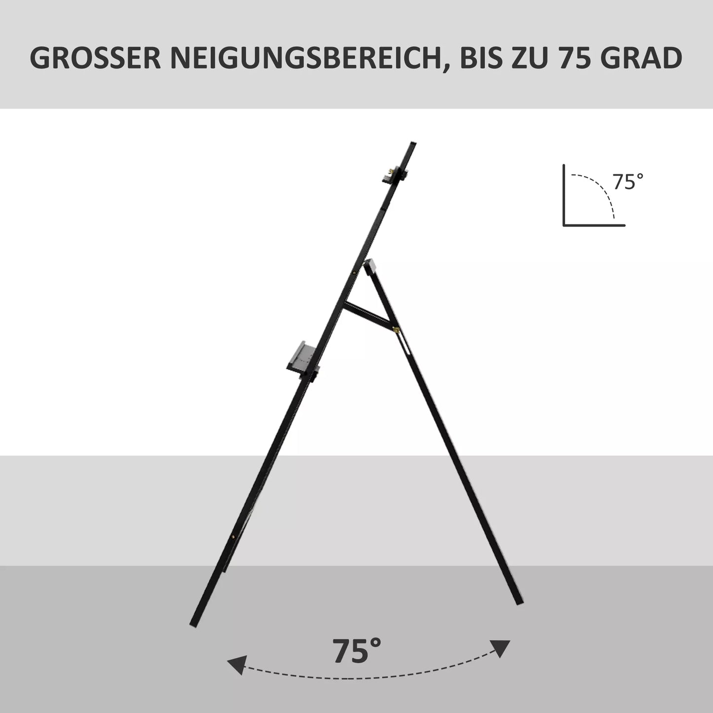 Medinis stovas 134,5 cm aukščio, skirtas drobėms iki 108 cm, studijinis/lauko stovas tapybai, eskizams, vestuvėms, parodoms, juodos spalvos