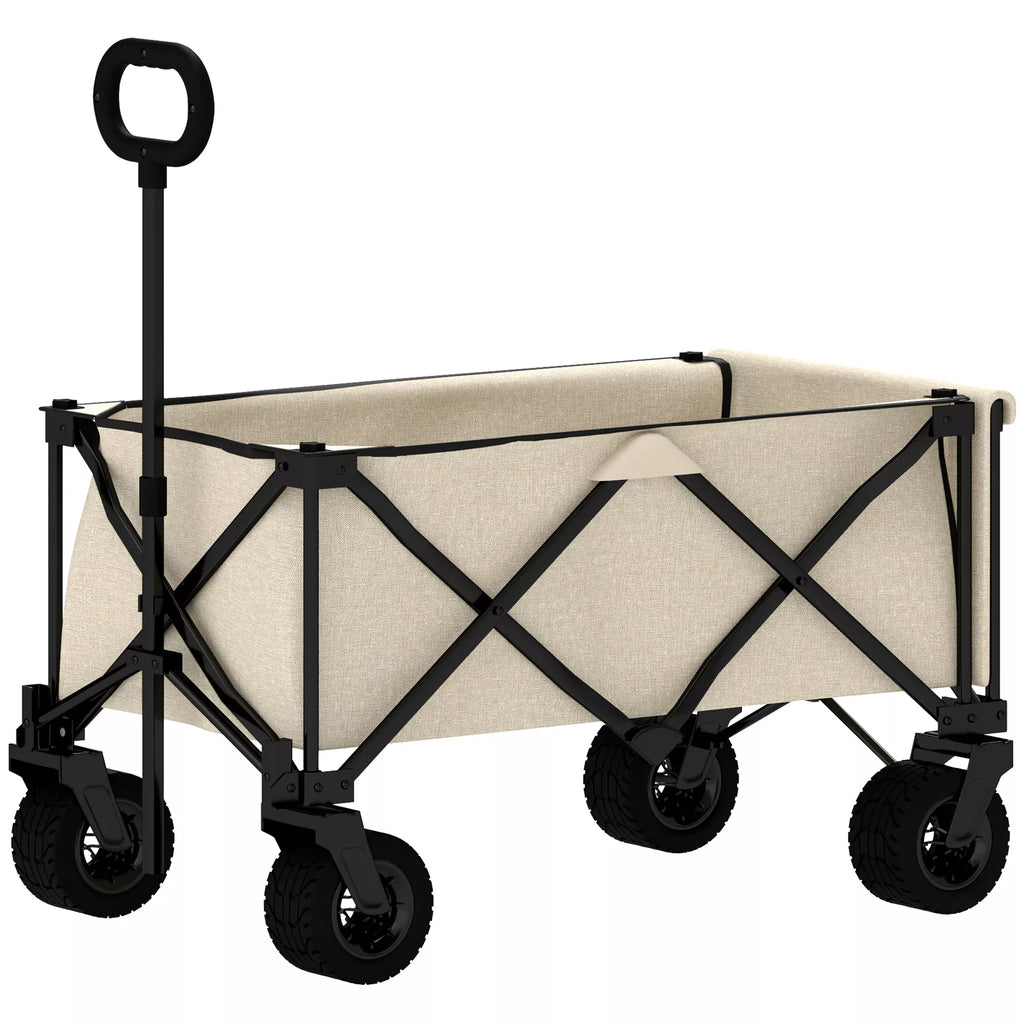 Sodo vežimėlis, kurio keliamoji galia 100 kg, sulankstomas transportavimo vežimėlis su nuimamu tentu, 90 x 48 x 92 cm, smėlio spalvos