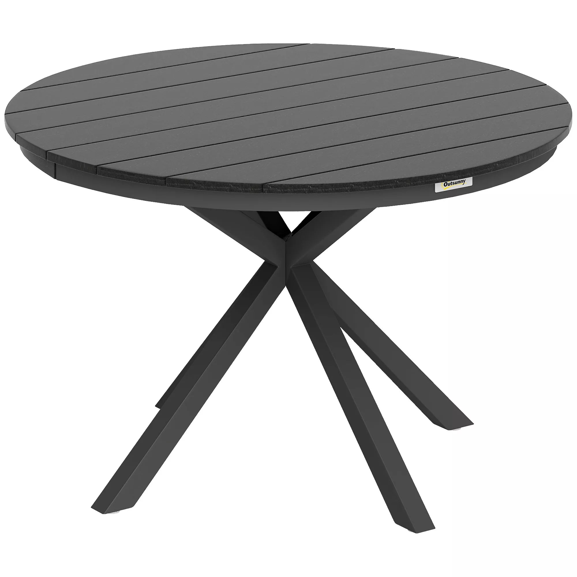 Apvalus sodo stalas Ø 118 cm su aliuminio rėmu, skirtas balkonui, verandai, terasai, juodos spalvos