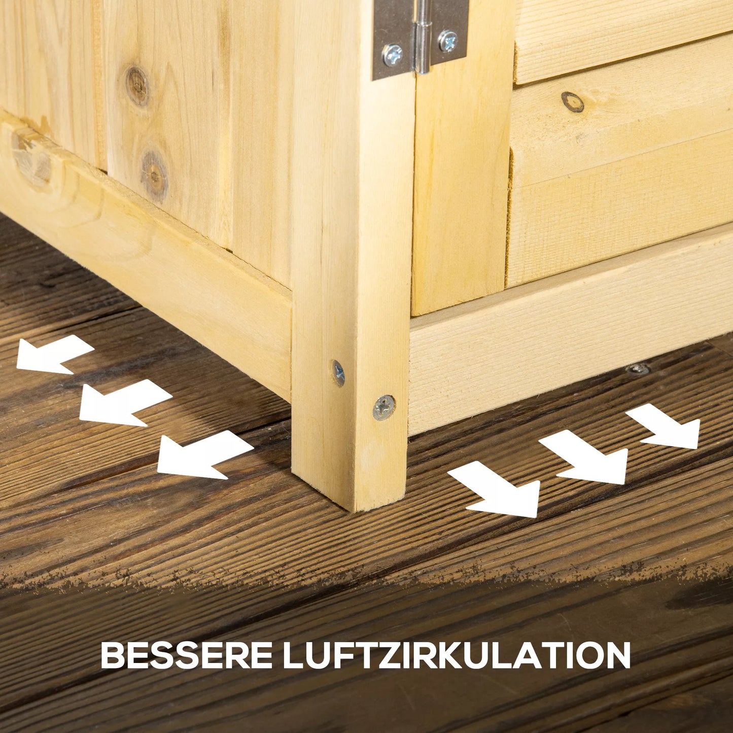 Medinė sodo spinta, įrankių namelis su asfalto stogu, lamelinėmis durimis, 4 skyriai, natūralaus medžio, 87 x 46,5 x 160 cm