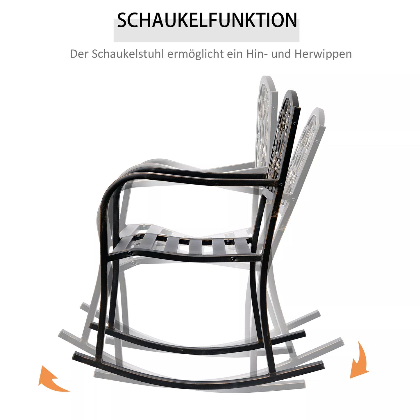 Sūpynės kėdė Sodo kėdė Sūpynės kėdė antikvarinė Sodo metalinė bronzinė B60 x T73 x H85cm