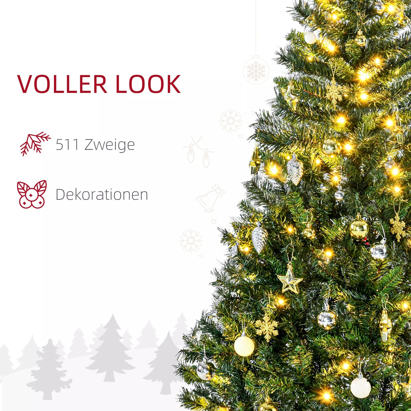 Kalėdų eglutė dirbtinė eglutė, su papuošalais 95 cm x 95 cm x 150 cm, žalia