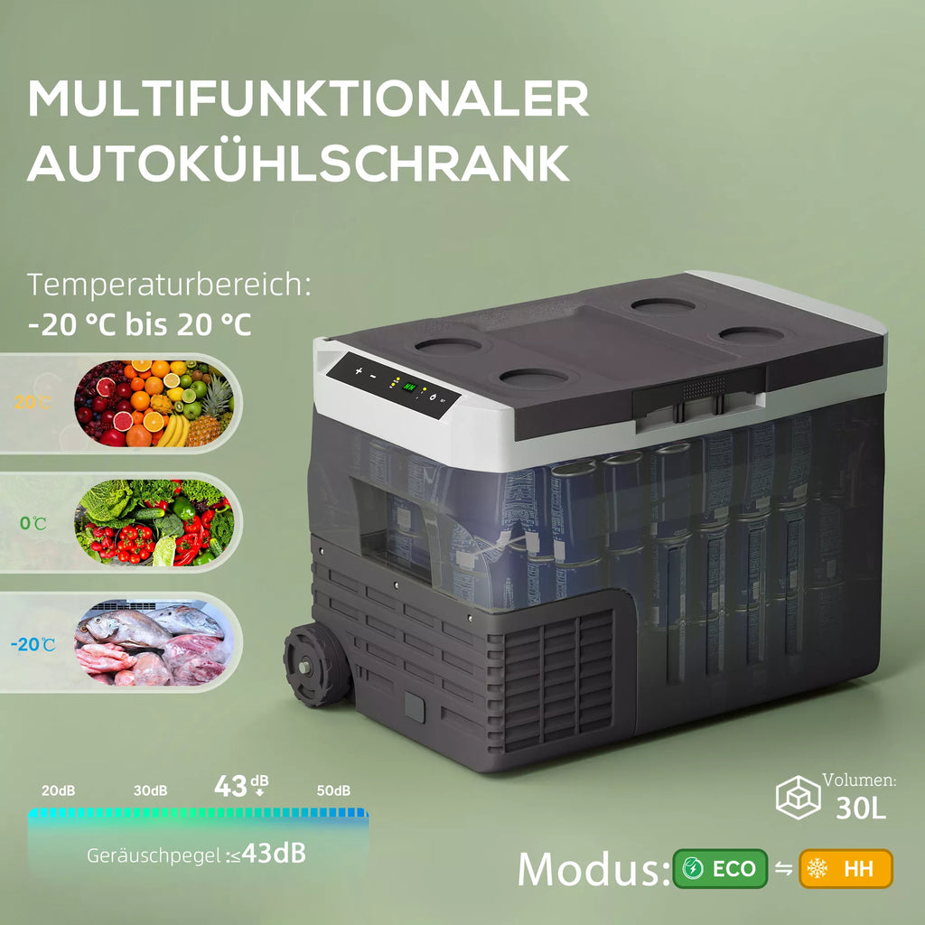 30 litrų kompresorinis šaldytuvas elektrinis šaldytuvas su LED ECO režimu jungtis šaldymo funkcija juodas