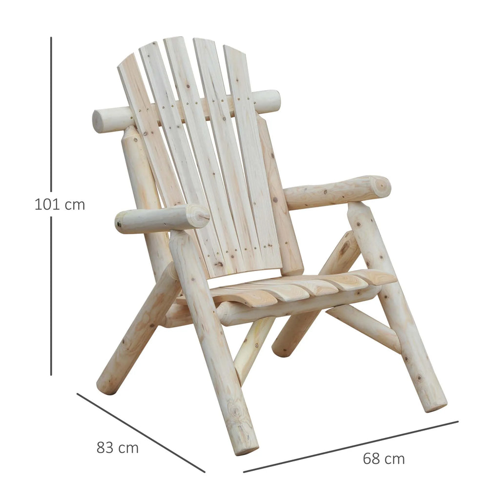 Adirondack sodo kėdė Sodo fotelis Medinė kėdė su aukštu atlošu ir porankiais Eglės mediena Natūralus 83 x 68 x 101 cm