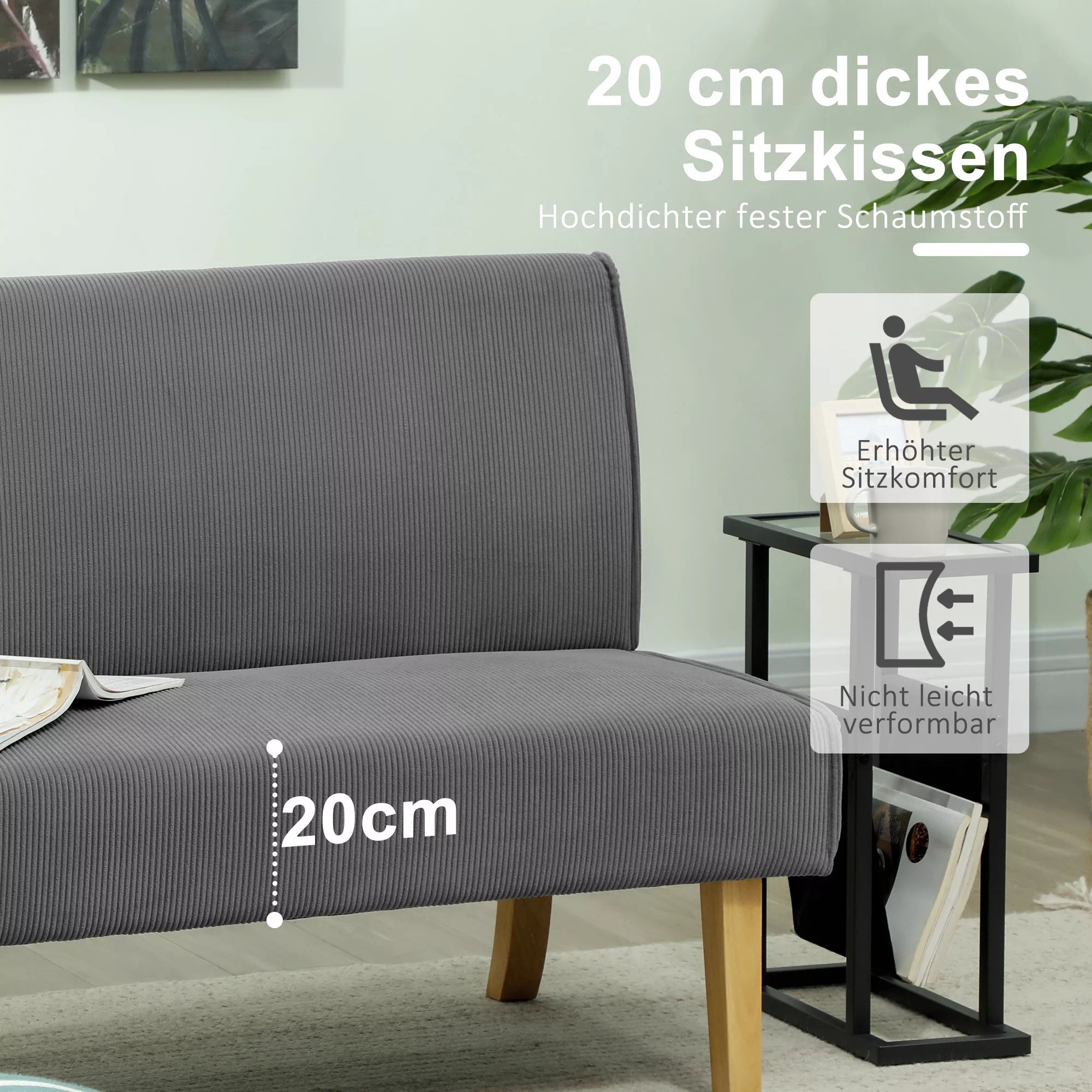 Dvivietė sofa, kompaktiška, iki 240 kg, pilka