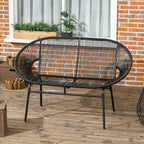 Rattaninis fotelis Boho stiliaus poilsio fotelis, 132 cm x 72 cm x 83 cm, juodas