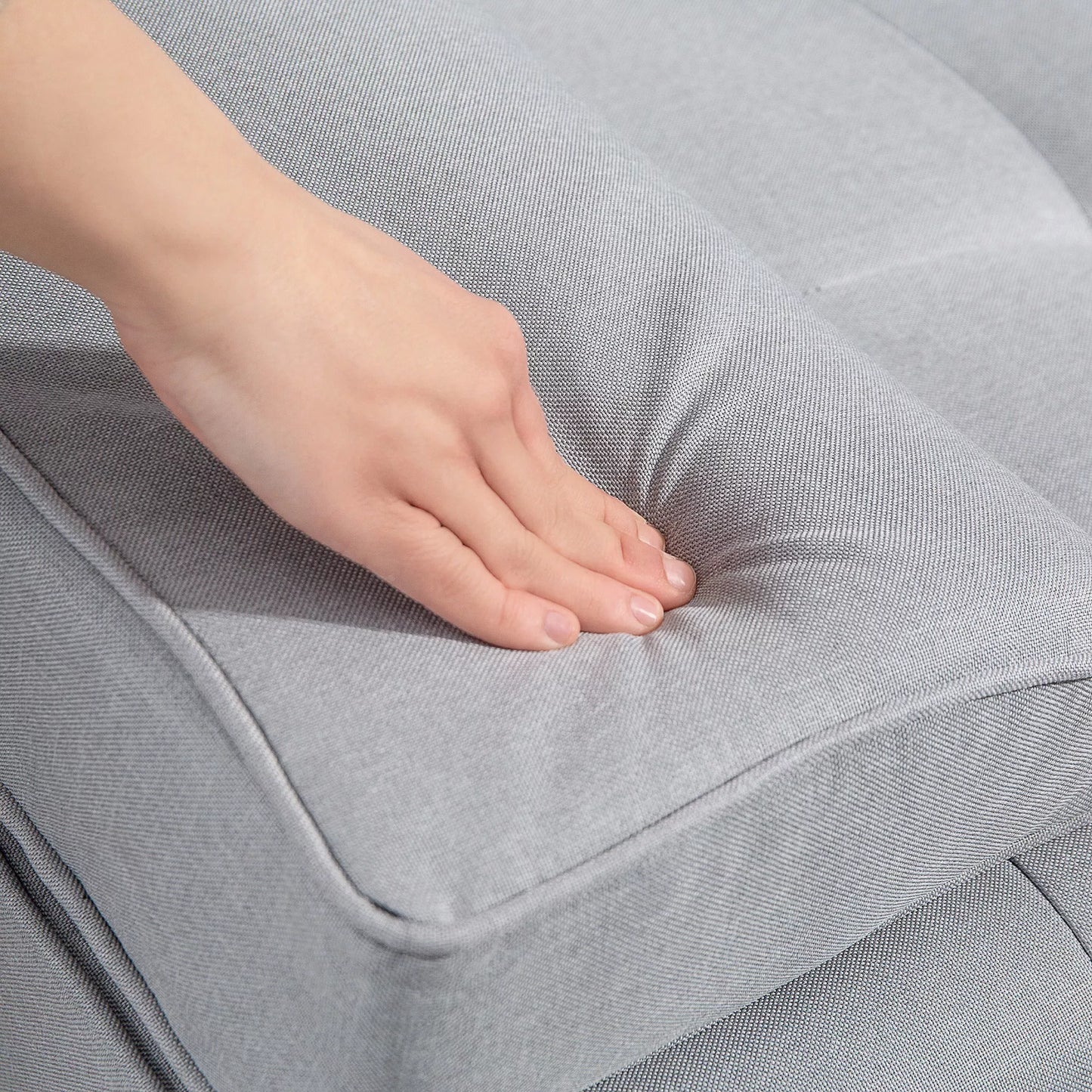 Miegamoji sofa, 3 vietų sofa, miegamoji sofa su sulankstomu staliuku, puodelių laikikliu, lova-sofa su lino išvaizda, svečių lova svetainei, šviesiai pilka