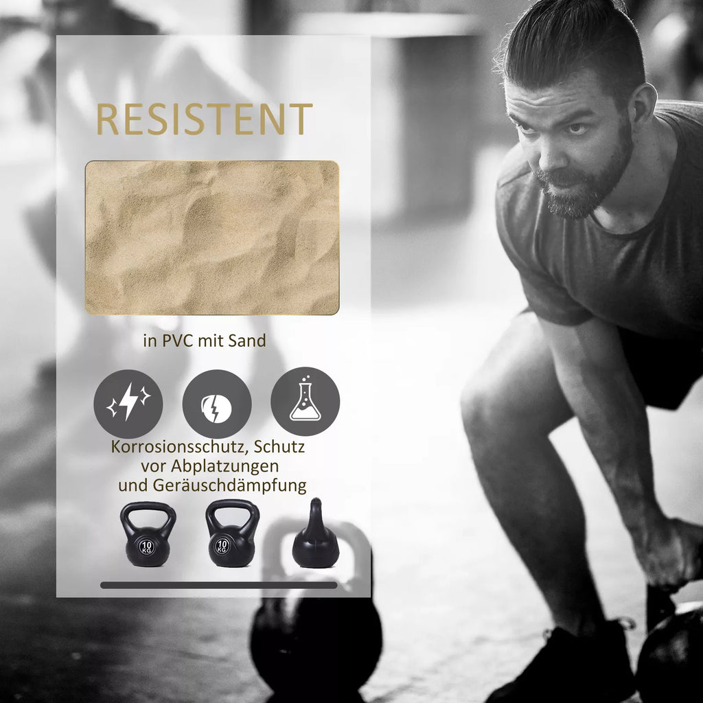 Kettlebell rutulinis svarmuo 8 kg, užpildytas smėliu, skirtas pradedantiesiems, juodas