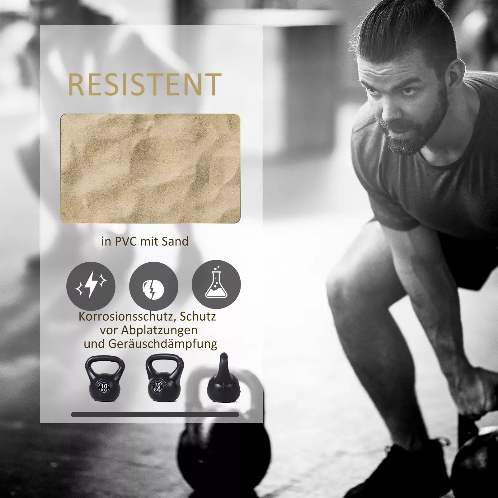 Kettlebell rutulinis svarmuo 8 kg, užpildytas smėliu, skirtas pradedantiesiems, juodas