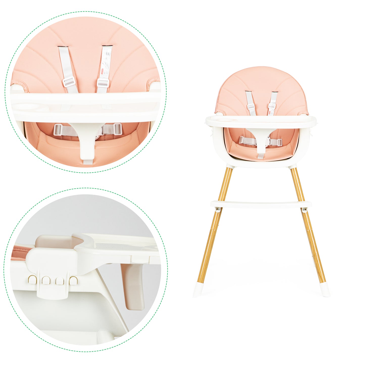 ECOTOYS 2-in-1 reguliuojama vaikiška maitinimo kėdutė (6–36 mėn.)