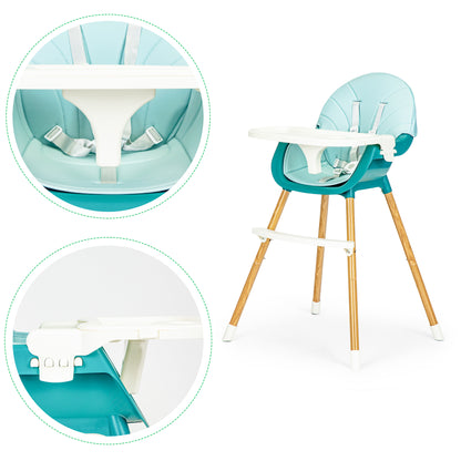 ECOTOYS 2-in-1 reguliuojama vaikiška maitinimo kėdutė, mėlyna (6–36 mėn.)