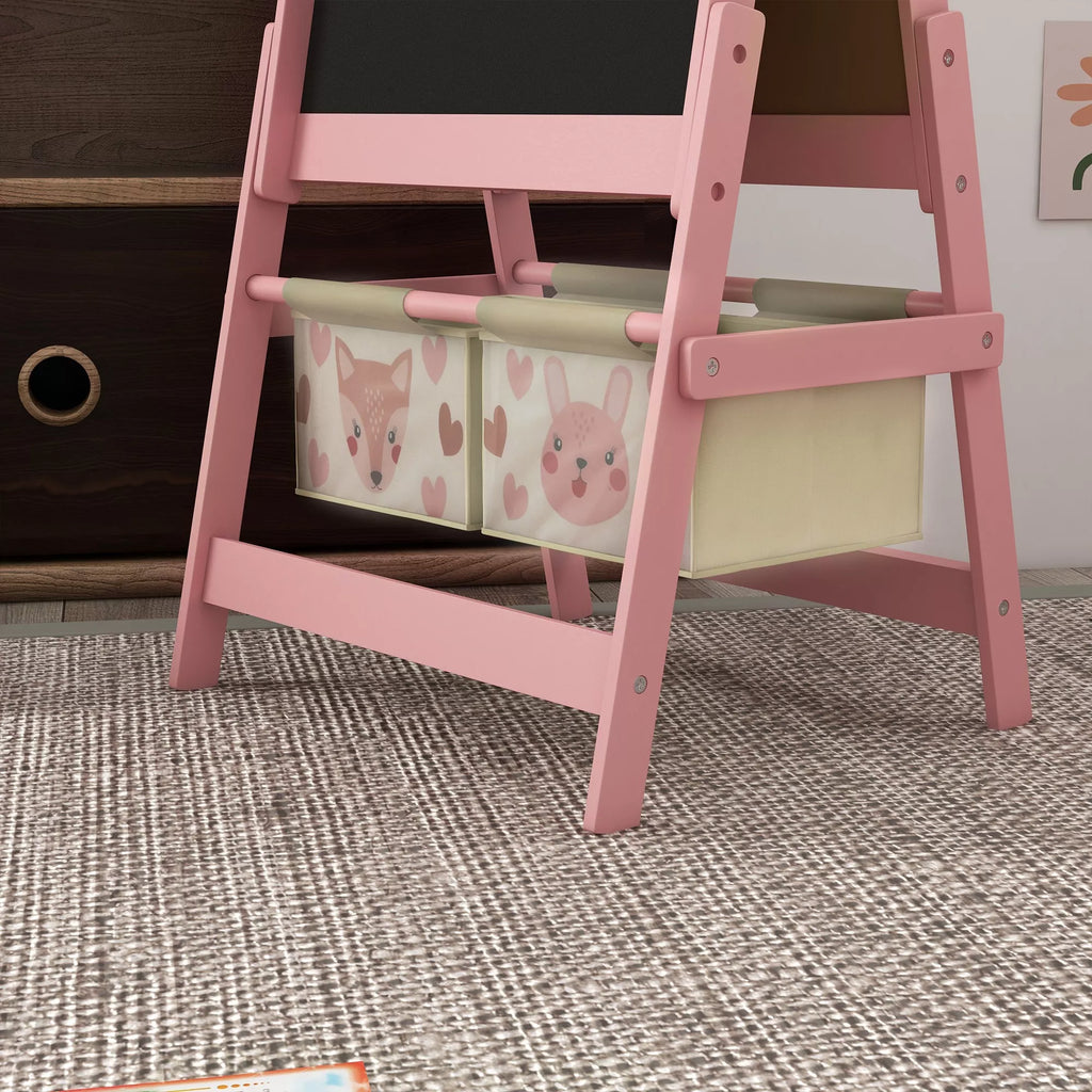 Dailės stovas 3-in-1 su krepšiais 3-8 metų vaikams, rožinis