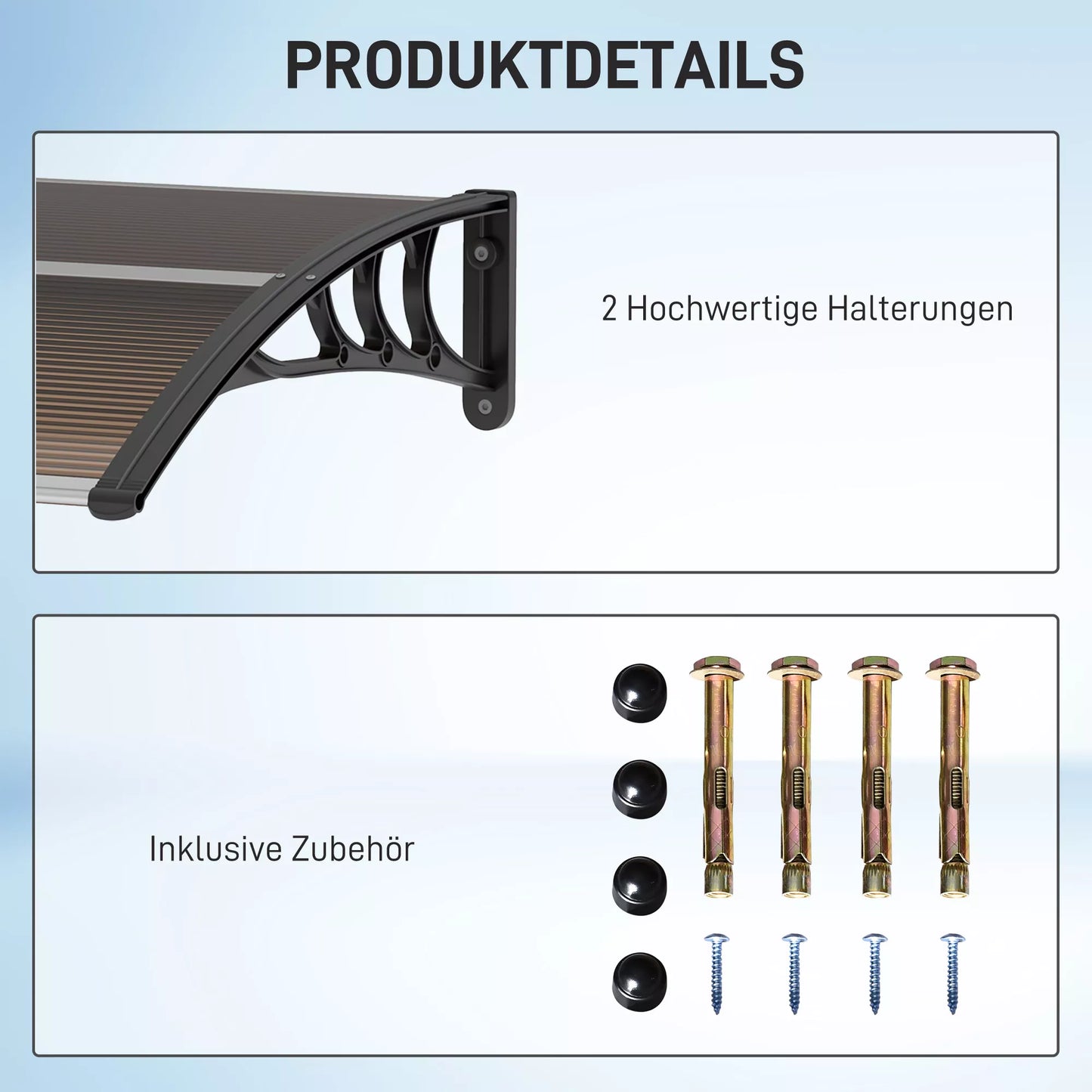 Stogelis virš durų 120 x 75 cm polikarbonatinis denginys pasviręs