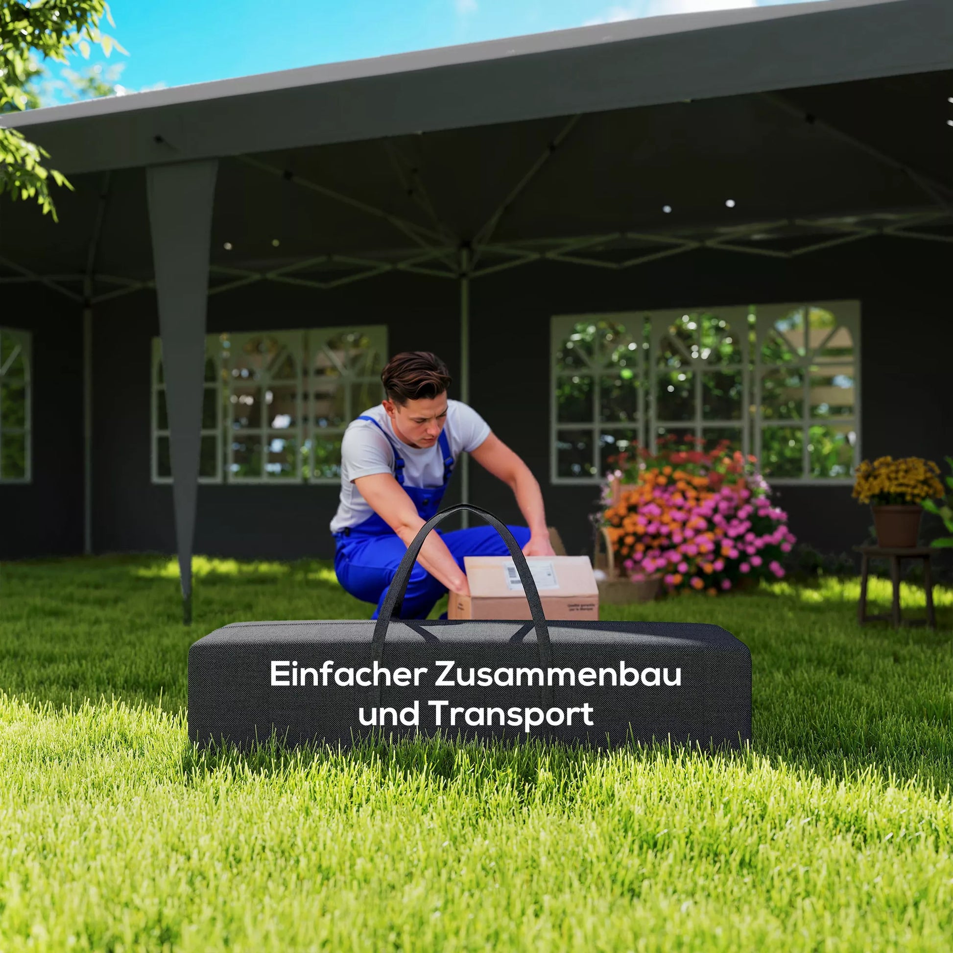 Greitai surenkama pavėsinė, sulankstomas renginių paviljonas, poliesteris ir plienas, 3x6 m, juodas