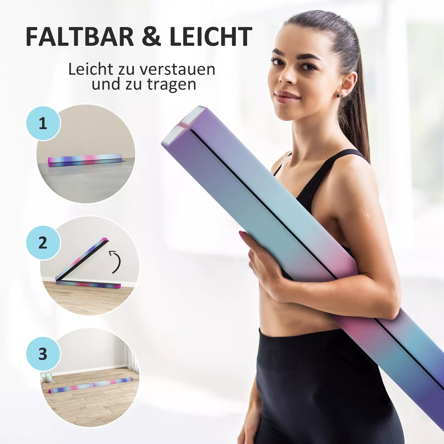 Balansinis tiltelis 2,4 m, sulankstomas, neslystantis pagrindas, nuo 3 metų, iki 80 kg, kelių spalvų