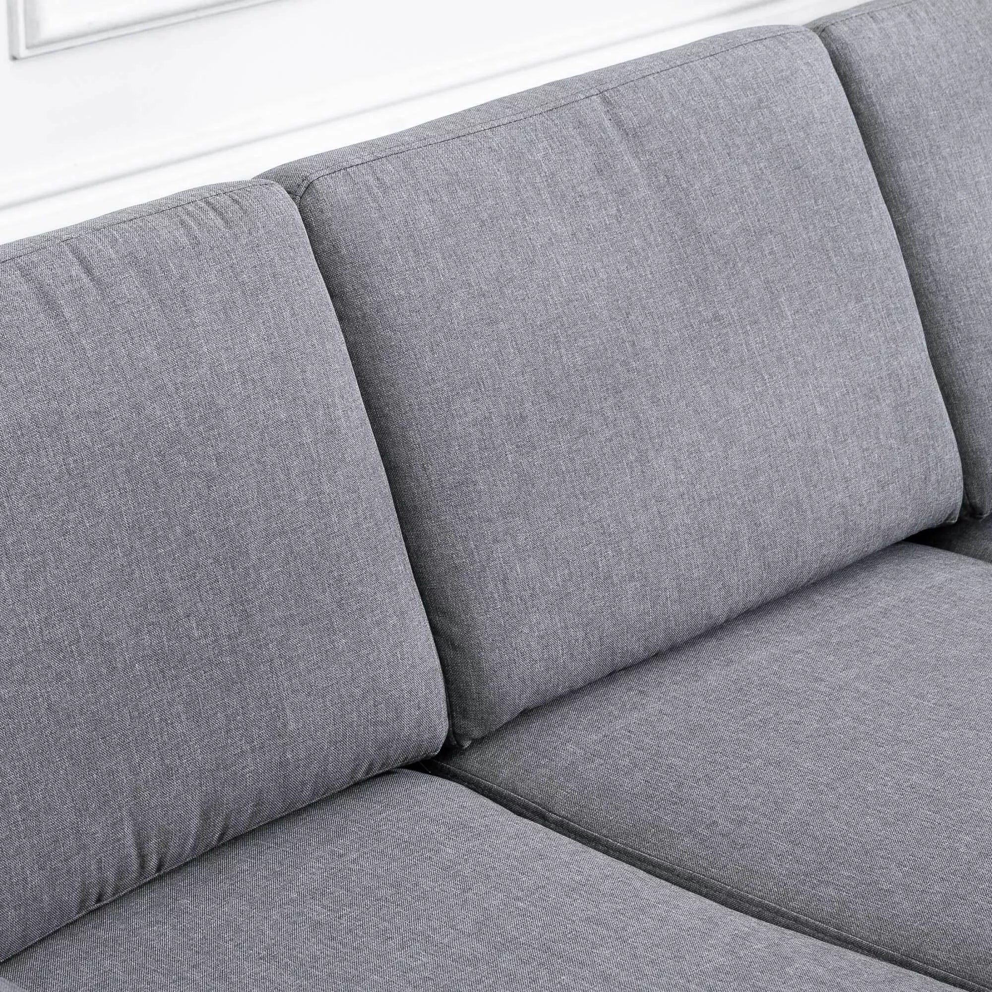 3 vietų sofa Trijų vietų audinio sofa su pagalvėlėmis, porankiais, lino išvaizda, miegamajam, 200 x 82 x 78 cm, tamsiai pilka