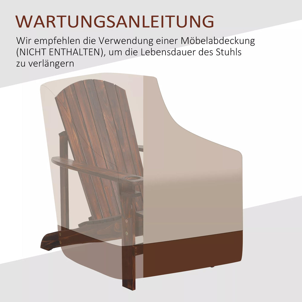 Adirondack sodo kėdė su laikikliu puodeliui Sodo gultas Balkono kėdė Masyvi mediena Anglies spalvos 72 x 95 x 93 cm