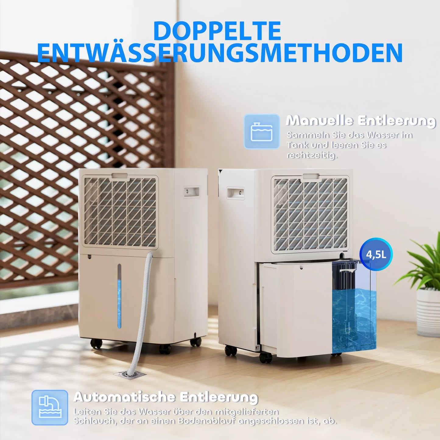 Oro sausintuvas, 4,5 litro talpos bakas, 24 valandų laikmatis, LED ekranas, plastikas, baltas