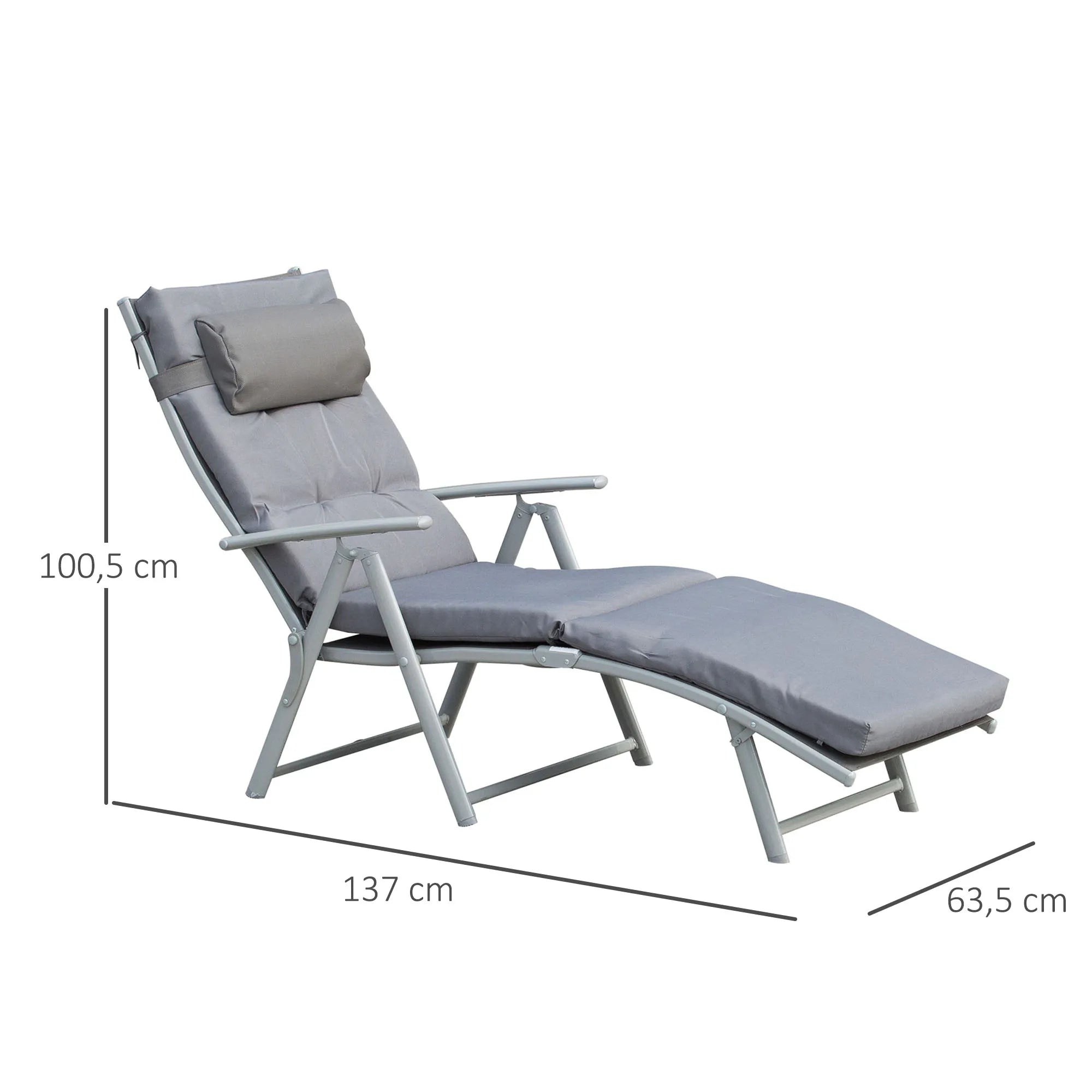 Schema su gulto matmenimis: ilgis 137 cm, aukštis 100,5 cm, plotis 63,5 cm