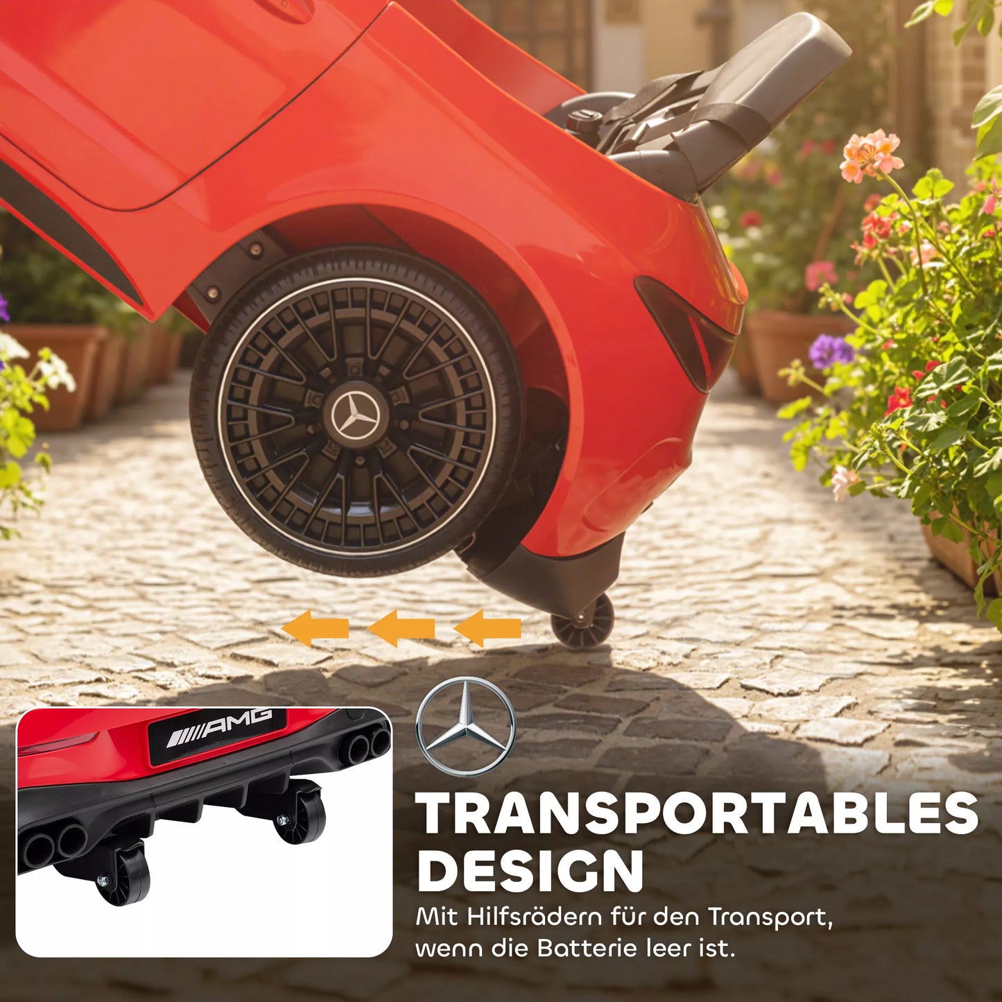 Elektrinis automobilis vaikams, „Mercedes“ dizainas, 12V varikliai, nuotolinio valdymo pultelis, LED žibintai, muzika, vaikams nuo 3 iki 6 metų, raudonas