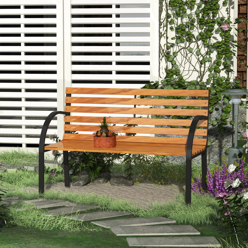 Sodo suolas Parko suolas 2 vietų Sodo plienas + pušies mediena Natūralus B122 x T60 x H83 cm